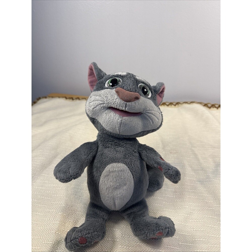 Dragon-i Toys Tom Talk Back Plush Cat Talking Gray Kitty 9"